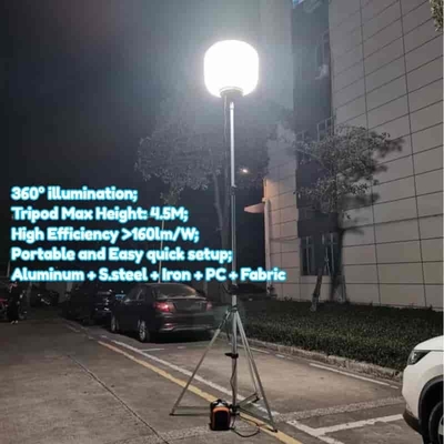 Éclairage à 360° 60W 100W 120W 320W Ballon à LED sans reflet sur trépied pour chantier de construction
