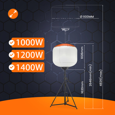 Tour de lumière à haute puissance à LED télescopique 1400W Ballon Tour extérieure lumières pour l'industrie