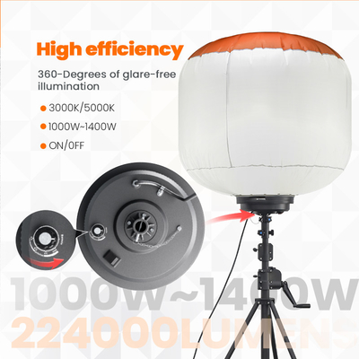 1000W sur le chantier de construction LED gonflé 360 degrés ballon lumineux IP65 haute luminosité