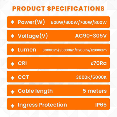 Ballon lumineux LED 500W-1400W IP65 50000Hrs Couverture omnidirectionnelle 360°